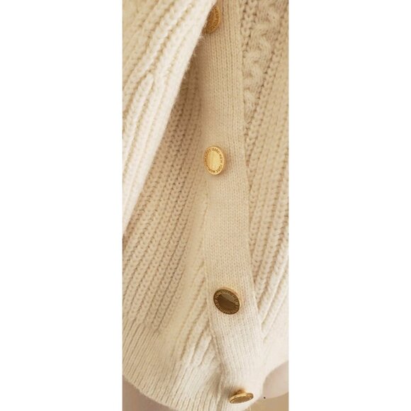 NWT MARC NEW YORK ANDREW MARC IVORY CABLE KNIT BUTTON ACCENT SWEATER XLARGE - Picture 4 of 10